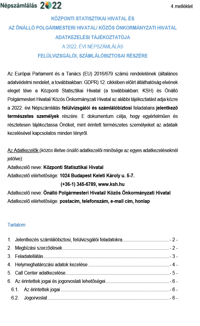 4 melléklet Adatkezelési tájékoztató 1